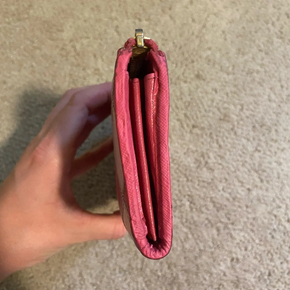 Prada vintage Y2K Saffiano leather checkered long wallet pink gold - Picture 4 of 10